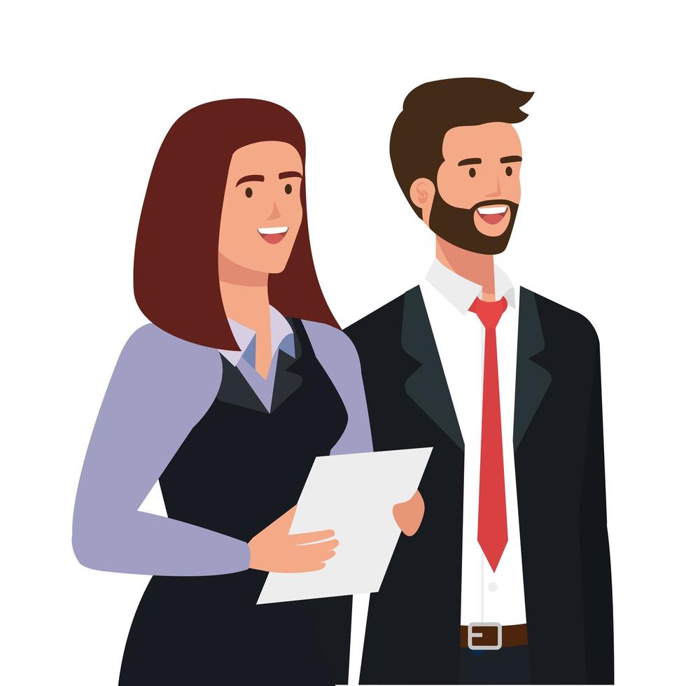 pareja de negocios elegante personaje de avatar vector