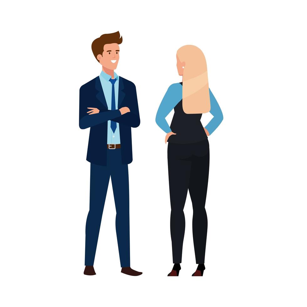 pareja de negocios elegante personaje de avatar vector