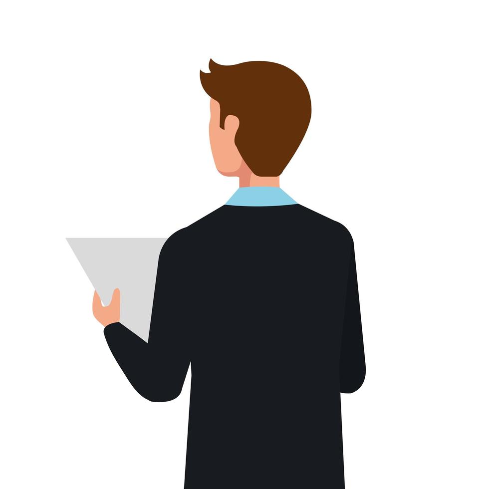 back businessman elegant avatar character icon vector