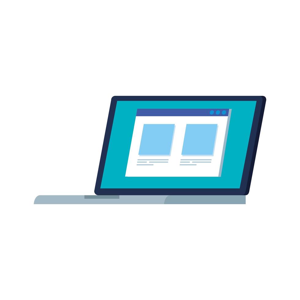 laptop computer with web page isolated icon vector