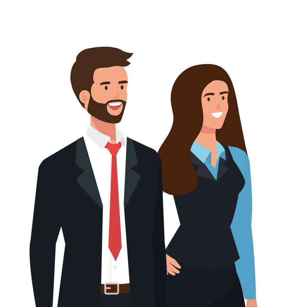 business couple elegant avatar character vector