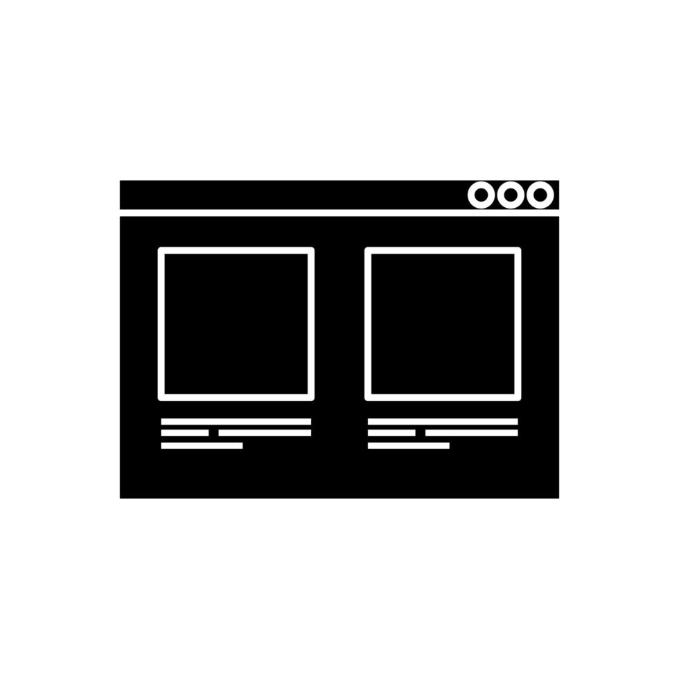 silhouette of web page template isolated icon vector