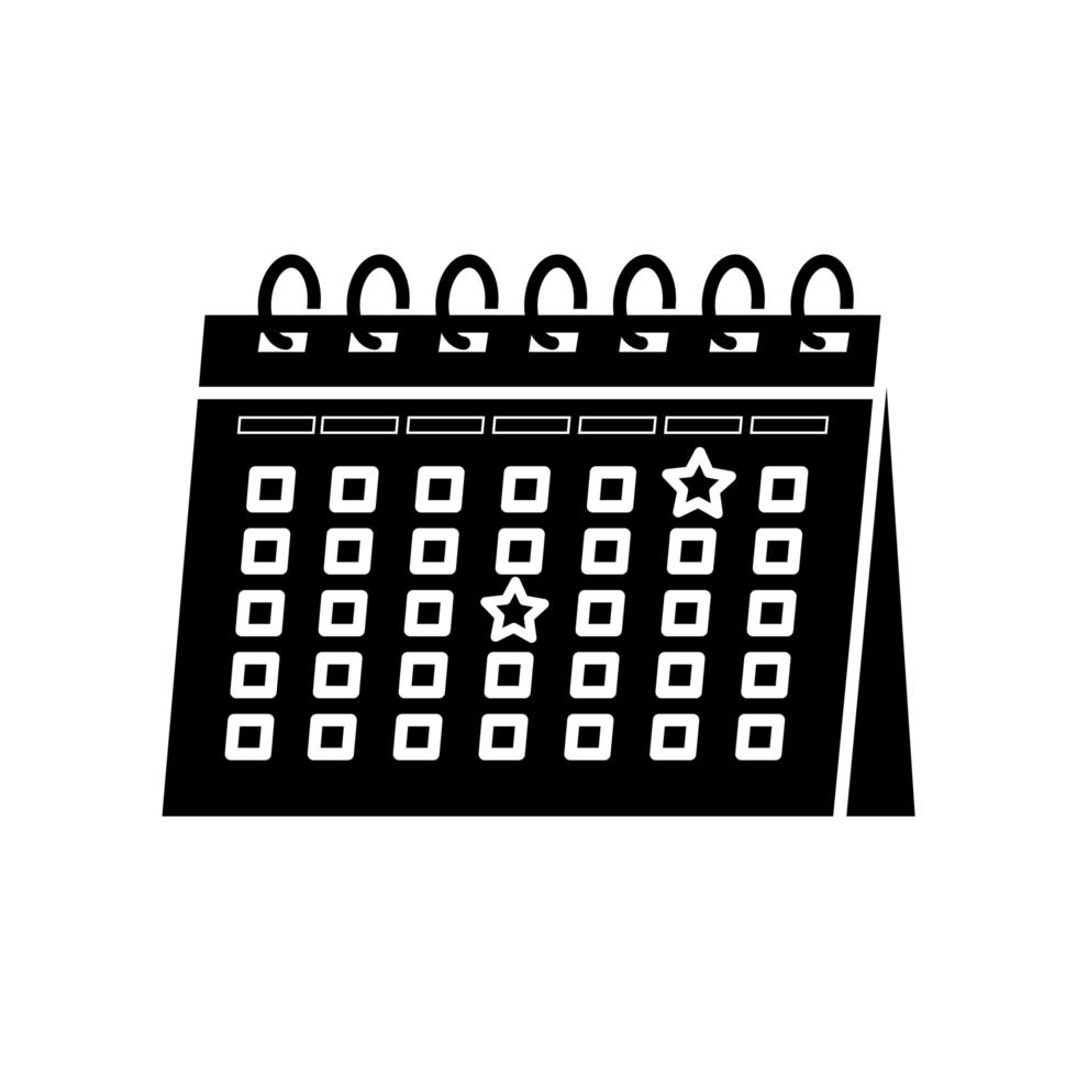 silueta de calendario recordatorio fecha icono aislado vector