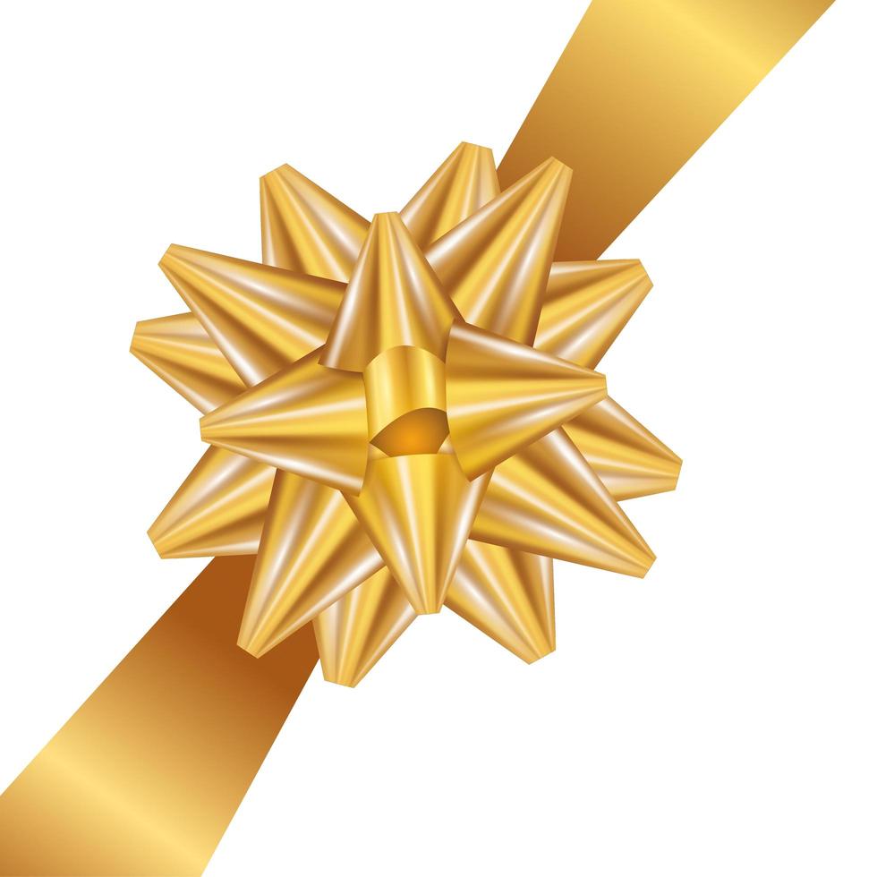 bow ribbon golden decoration isolated icon vector