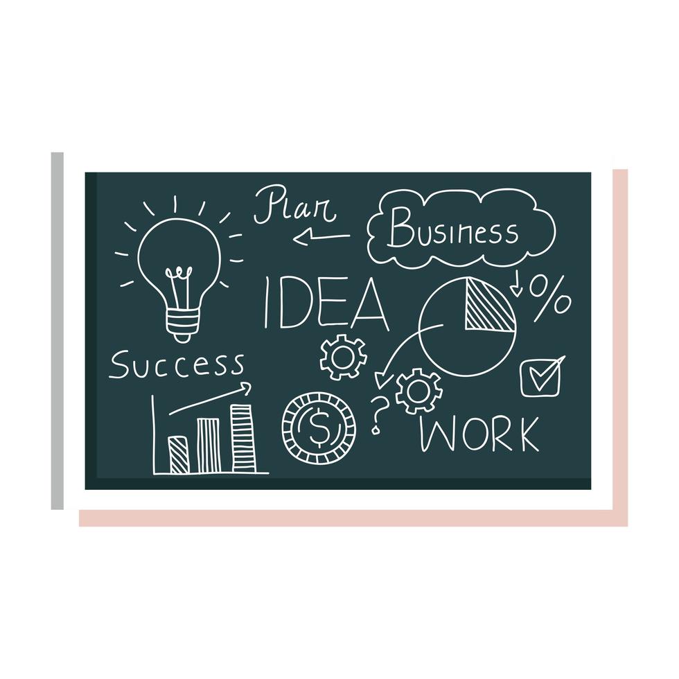 chalkboard with business plan graphics vector