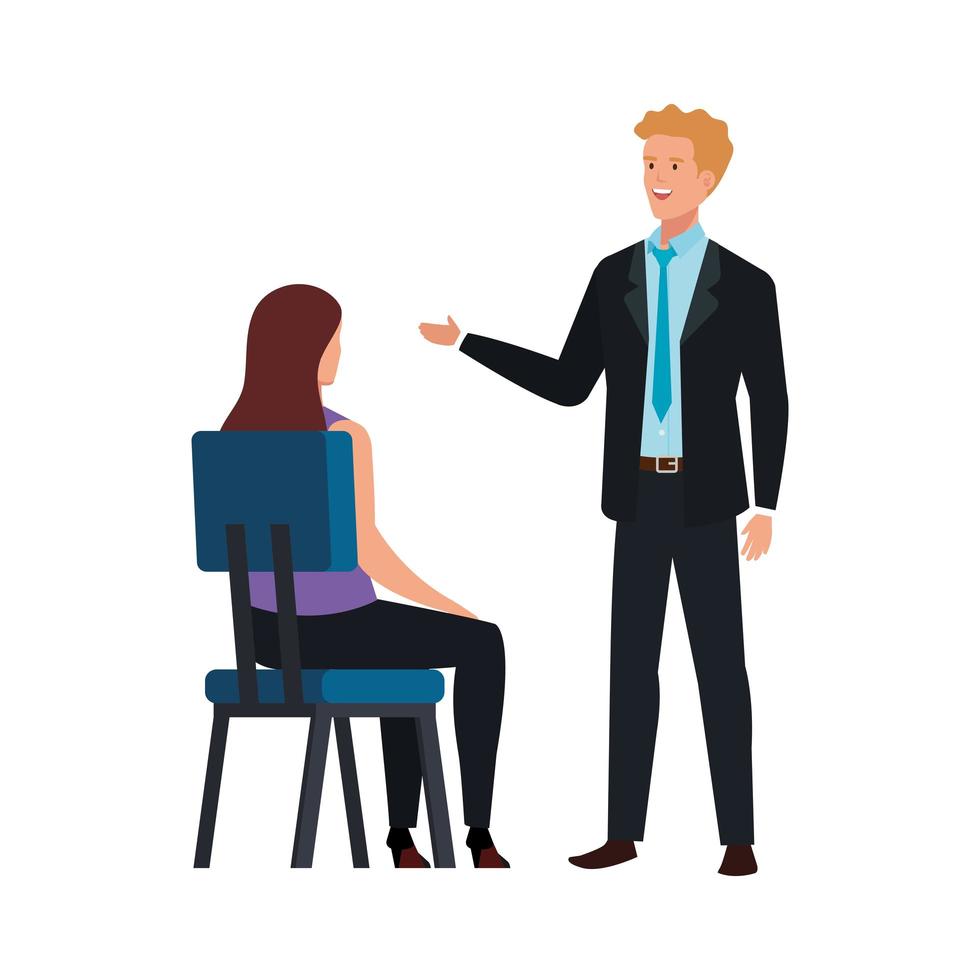 business couple talking isolated icon vector
