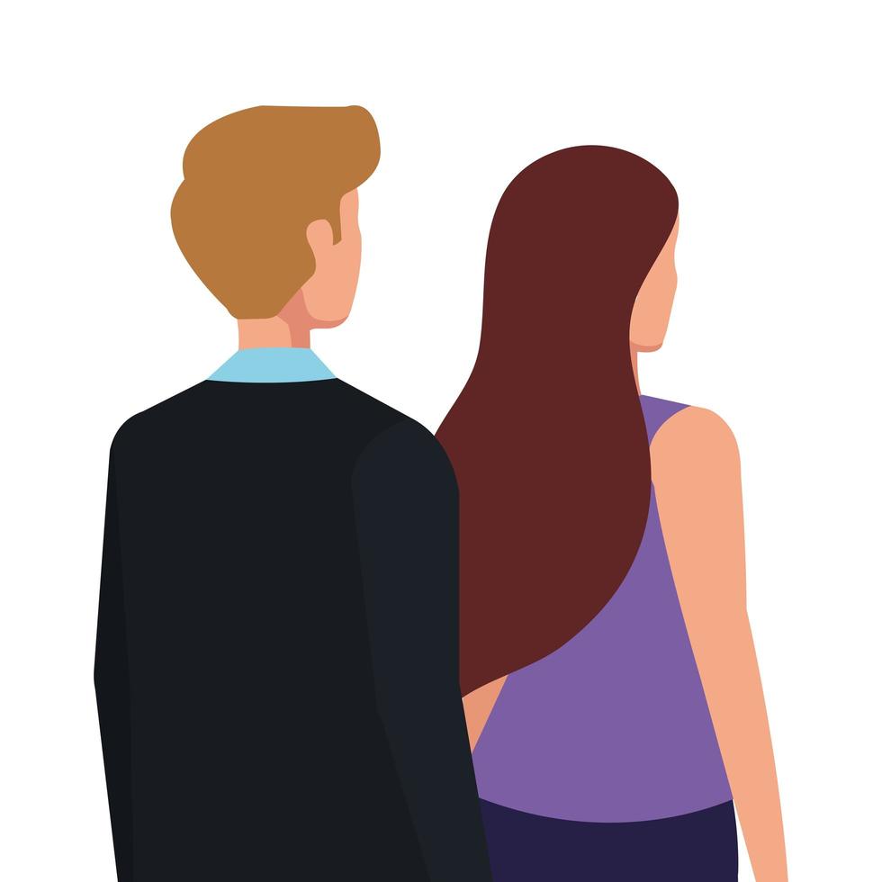 back business couple elegant avatar character vector