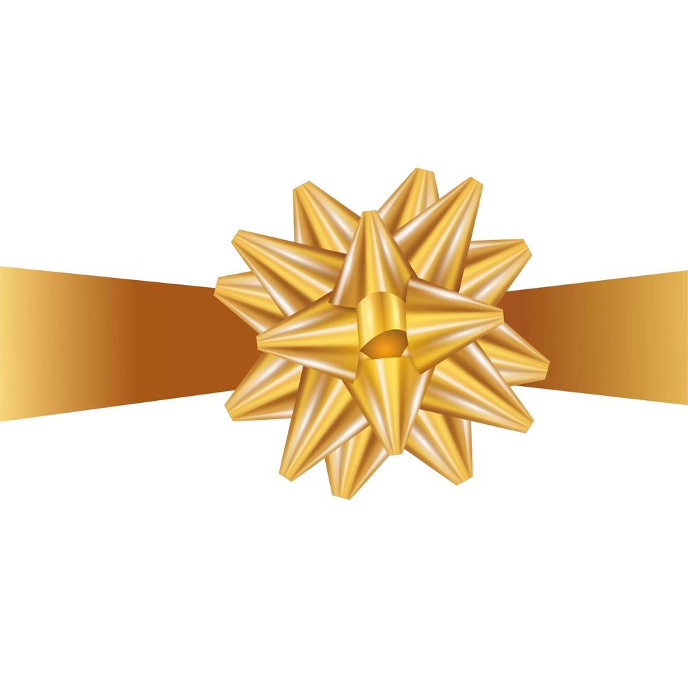 bow ribbon golden decoration isolated icon vector