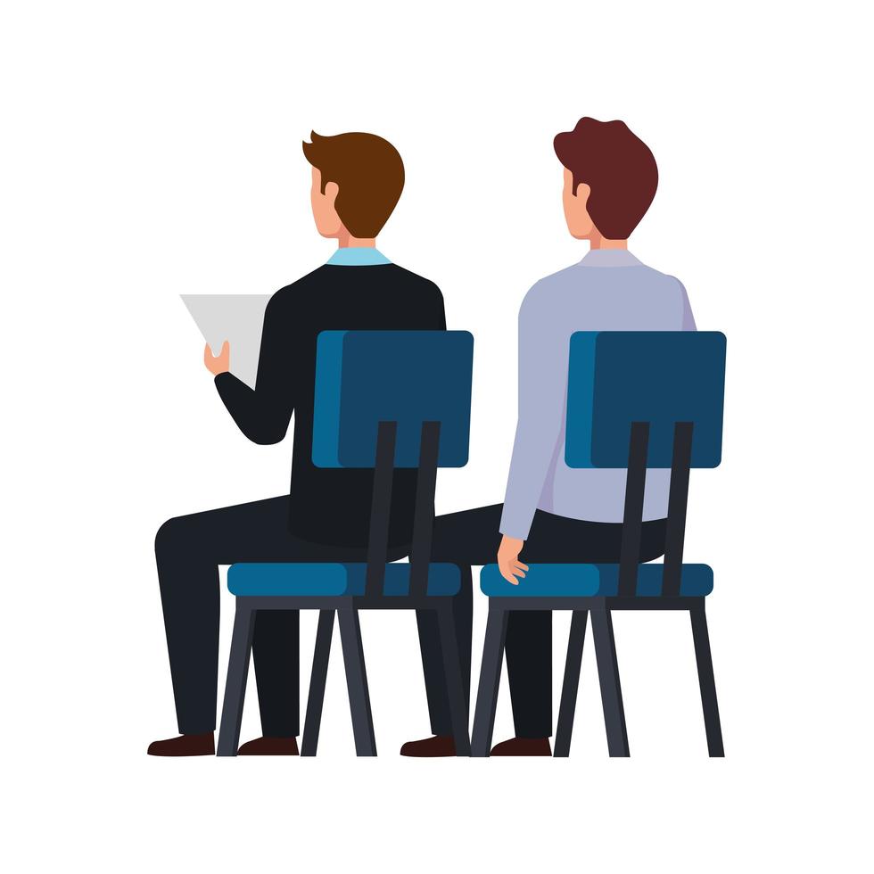 back businessmen sitting in chair isolated icon vector