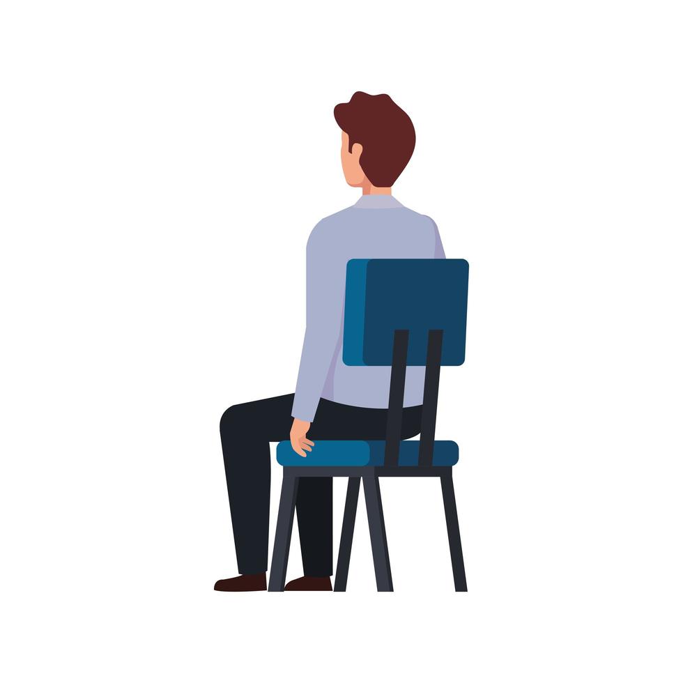 back businessman sitting in chair isolated icon vector