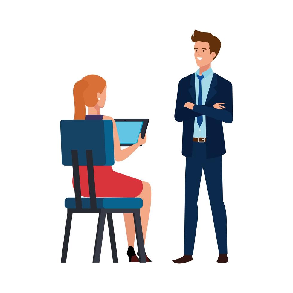 business couple talking isolated icon vector