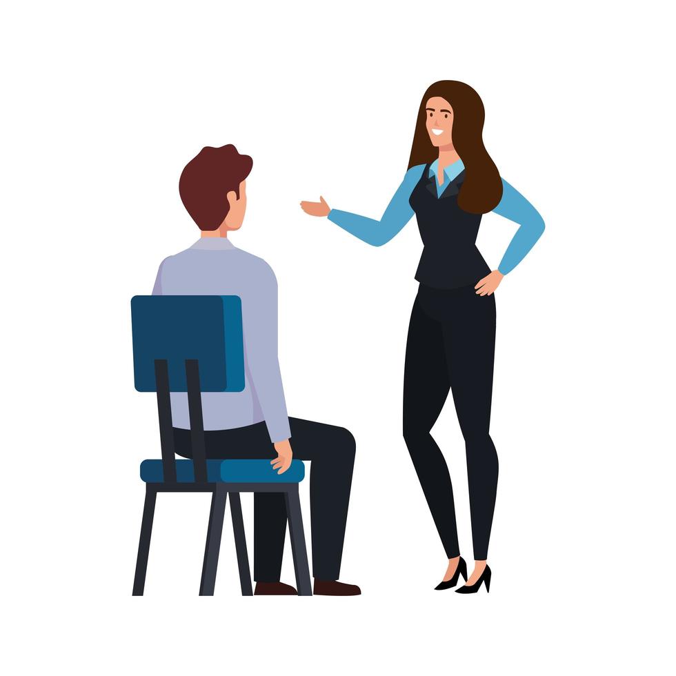 business couple talking isolated icon vector