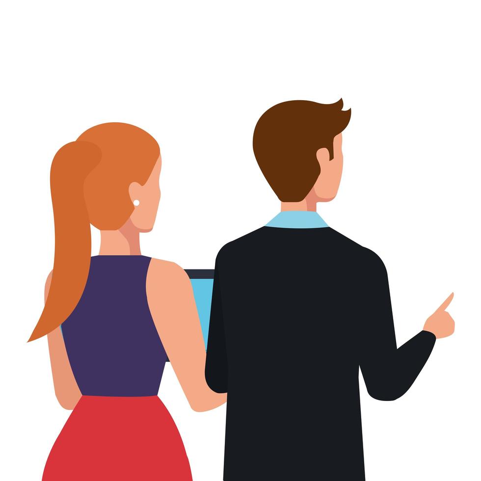back business couple elegant avatar character vector
