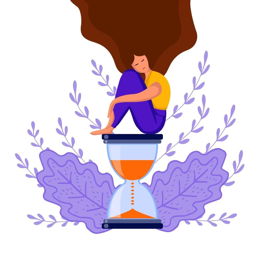 girl sitting hourglass vector