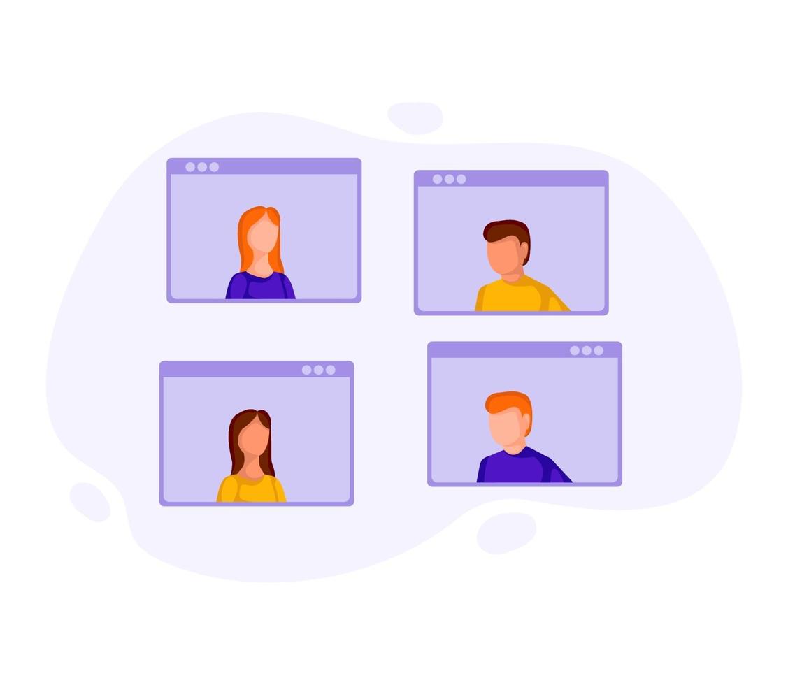 Video conference 4 people vector