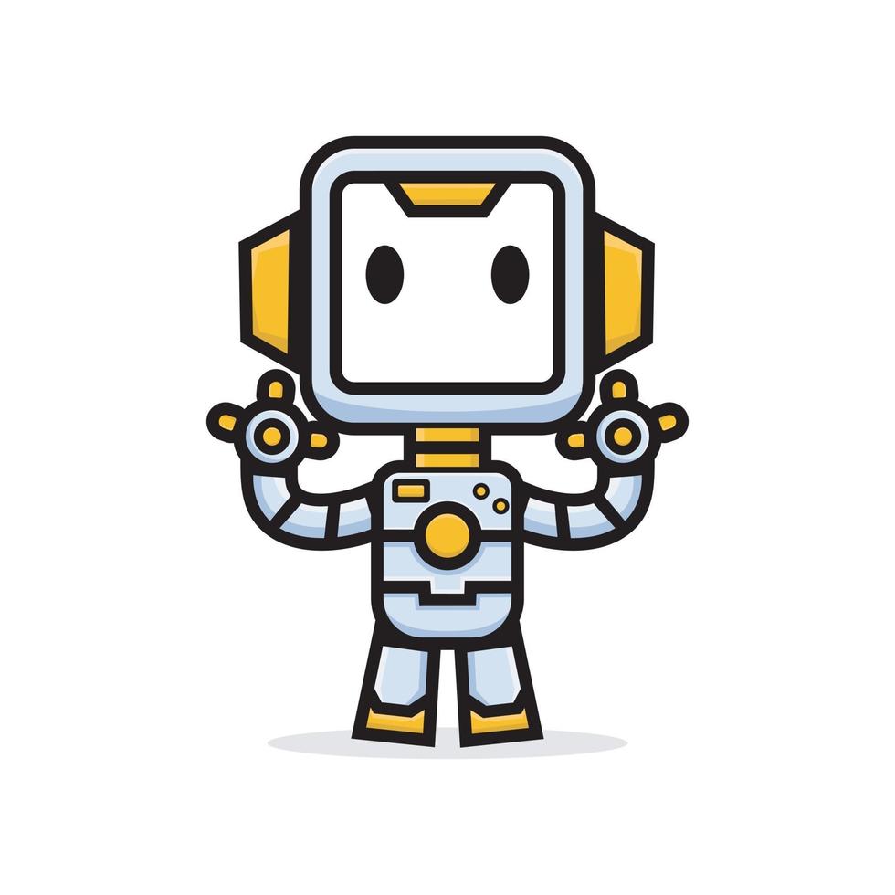 Cute characters friendly robot waving hand vector