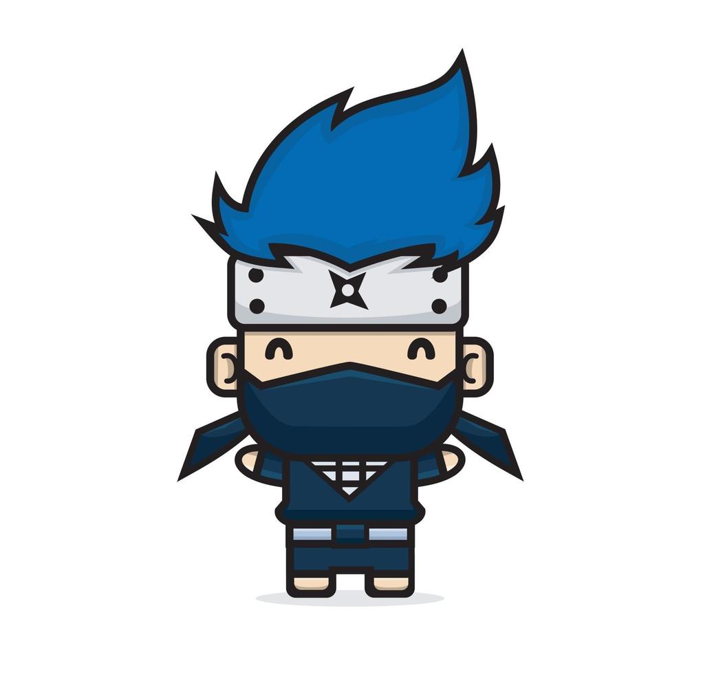 Cute characters ninja standing up vector