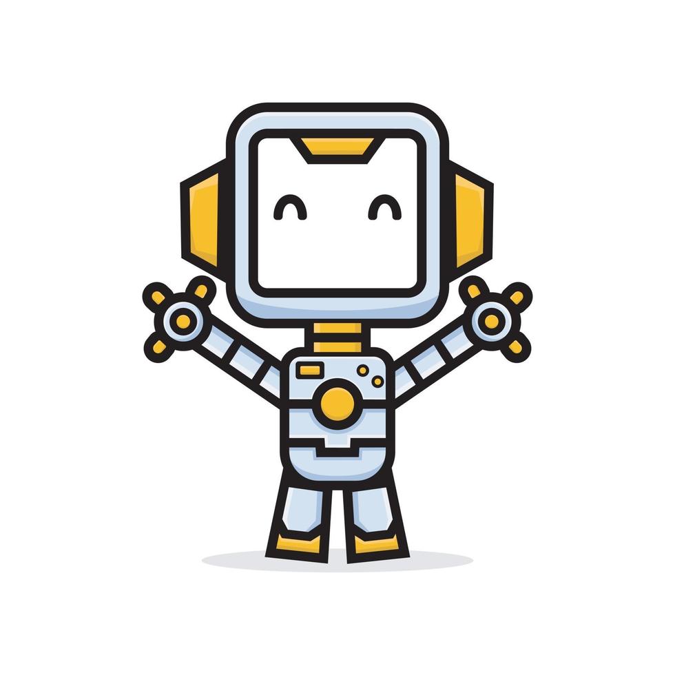 Cute characters friendly robot waving hand vector