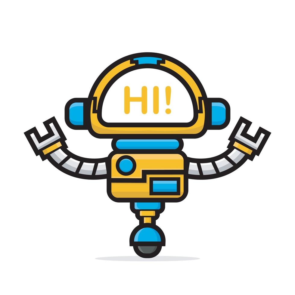 Cute characters friendly robot say hi vector