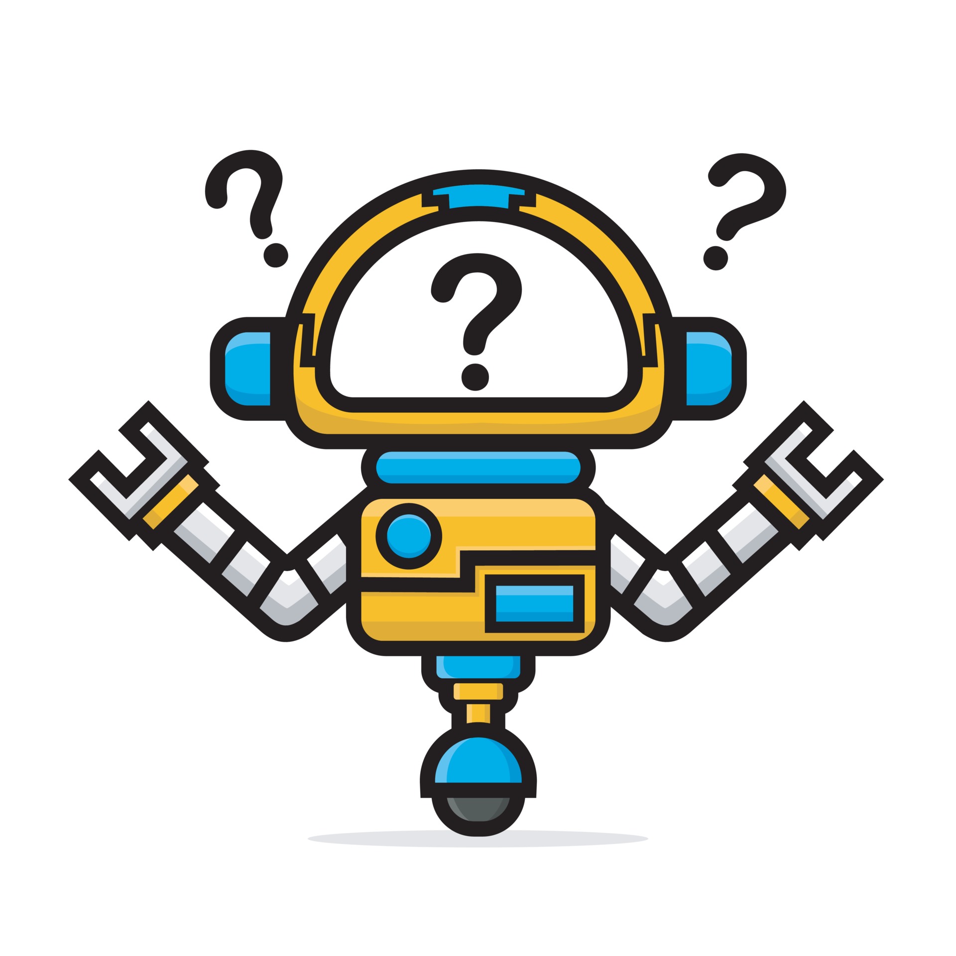 cute characters robot with question mark 3352162 Vector Art at Vecteezy