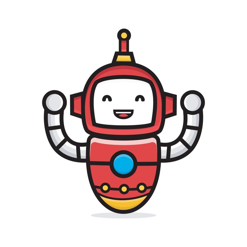 Cute characters friendly robot waving hand vector