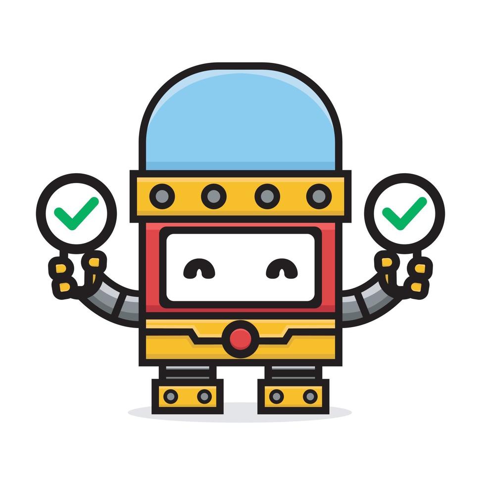 cartoon of cute robot holding sign board vector