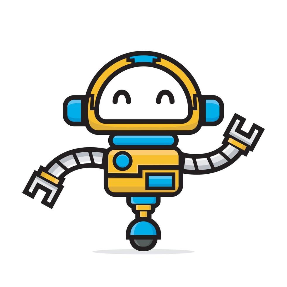 simpáticos personajes amigable robot agitando la mano vector