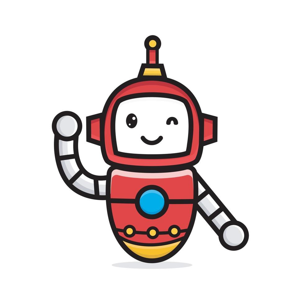 Cute characters friendly robot waving hand vector