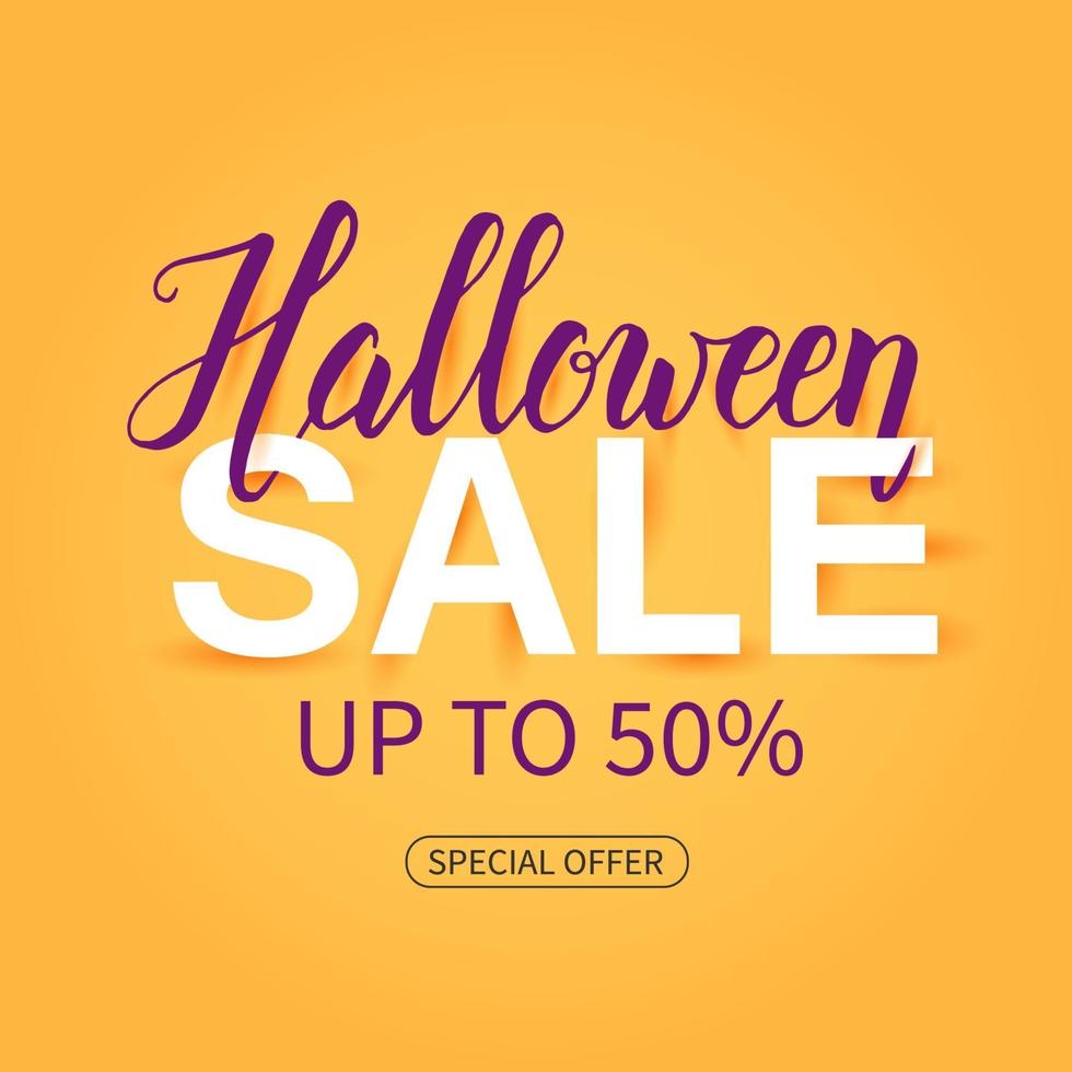 Halloween Sale poster with hand drawn lettering. offer vector