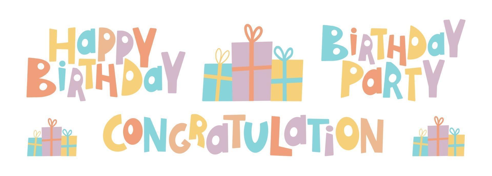 Congratulations colorful with Happy birthday full color vector