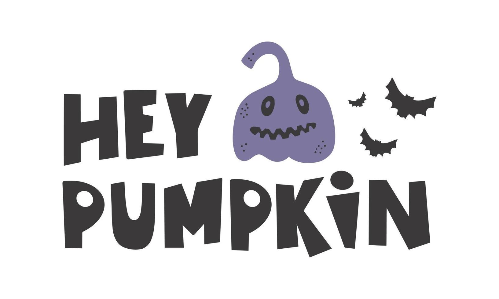 halloween, hey calabaza - banner de texto de silueta estilo dibujado a mano vector