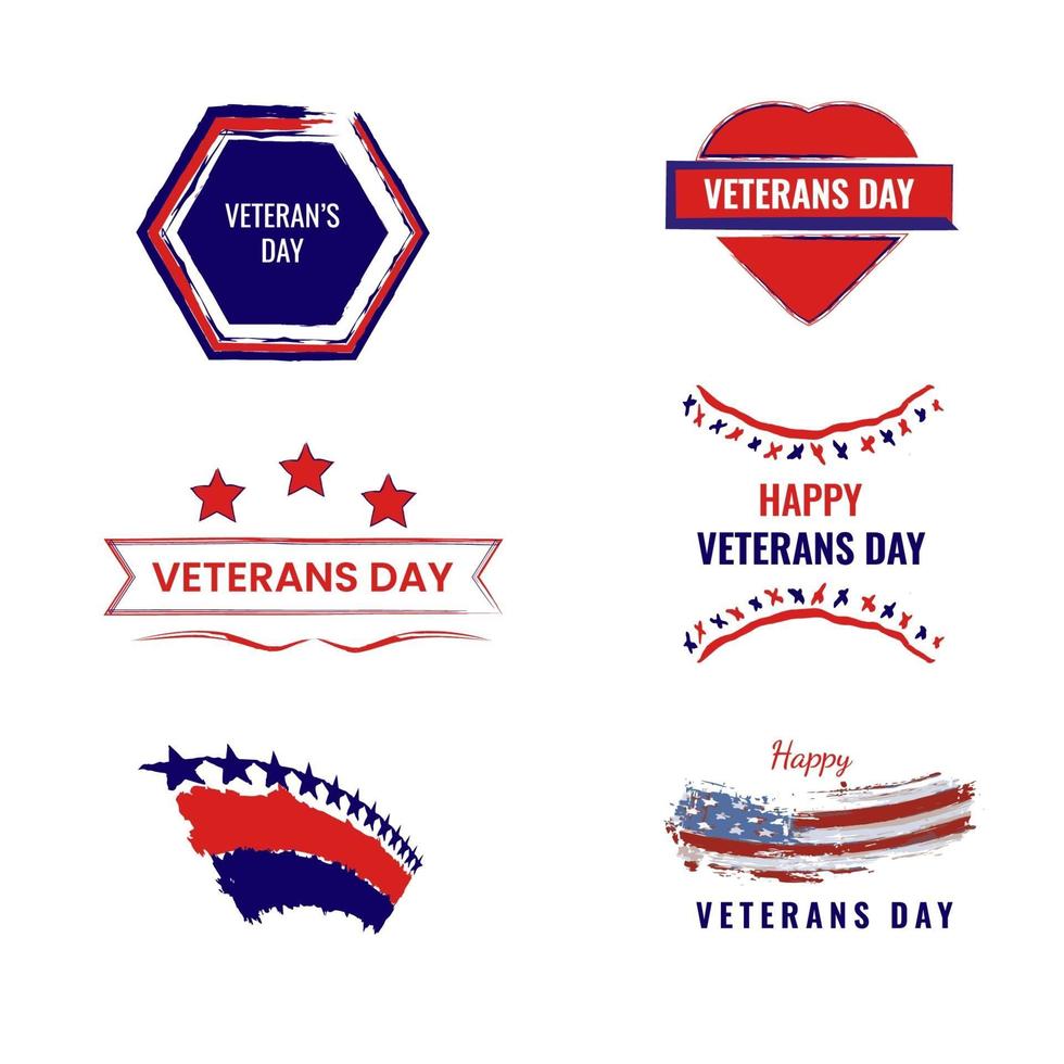 celebración del día de los veteranos iconos de vacaciones nacionales americanas, pegatinas vector