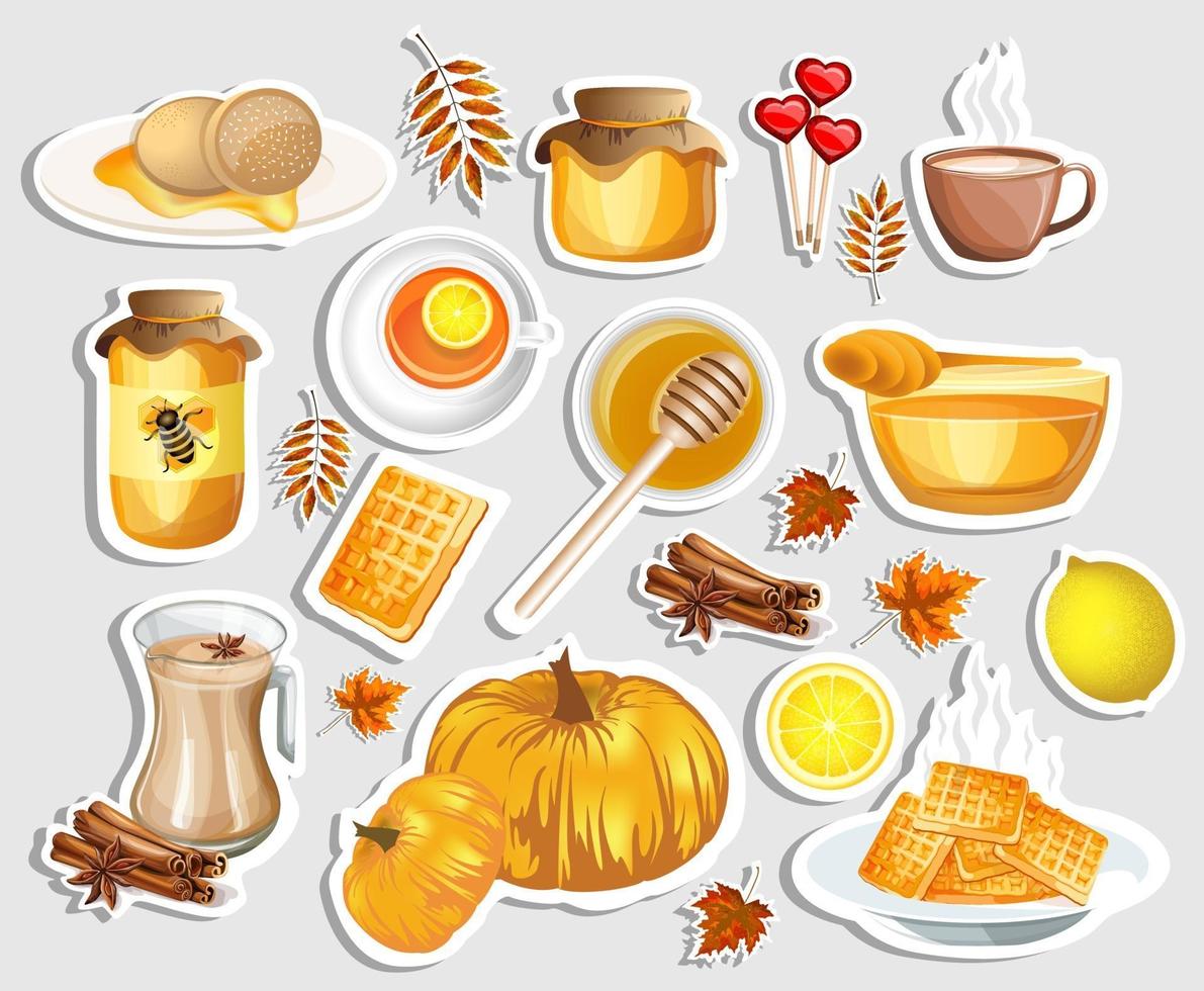 Vector image of stickers on the autumn theme