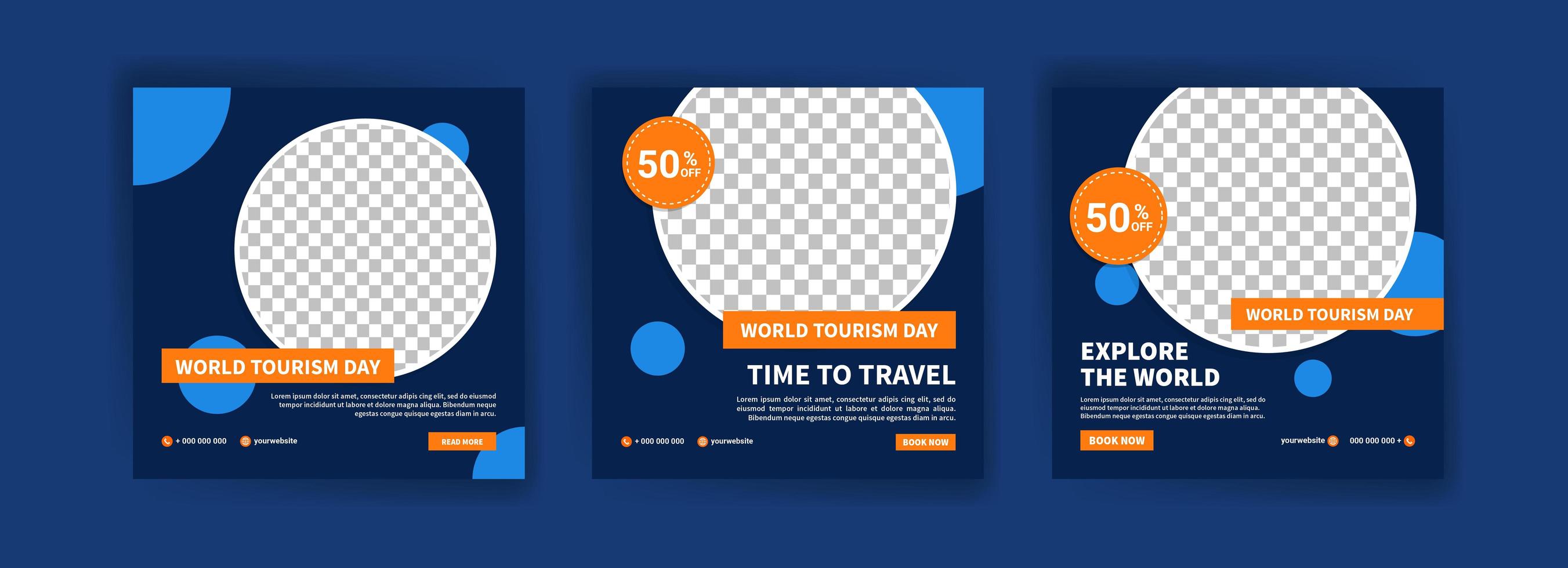 Social media post template for world tourism day promotion. vector