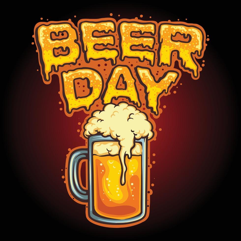 happy beer day glass mascot ilustraciones vector