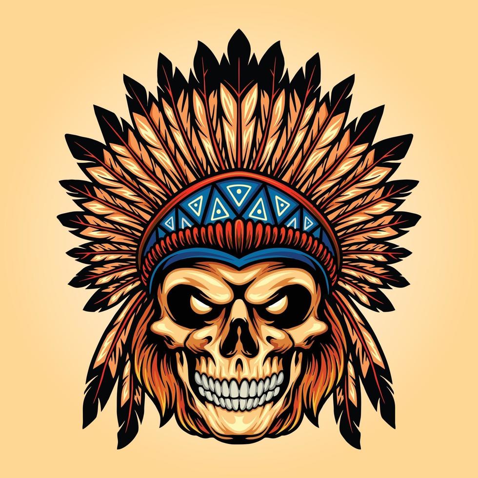 Indian Angry Skull Isolated Illustrations vector