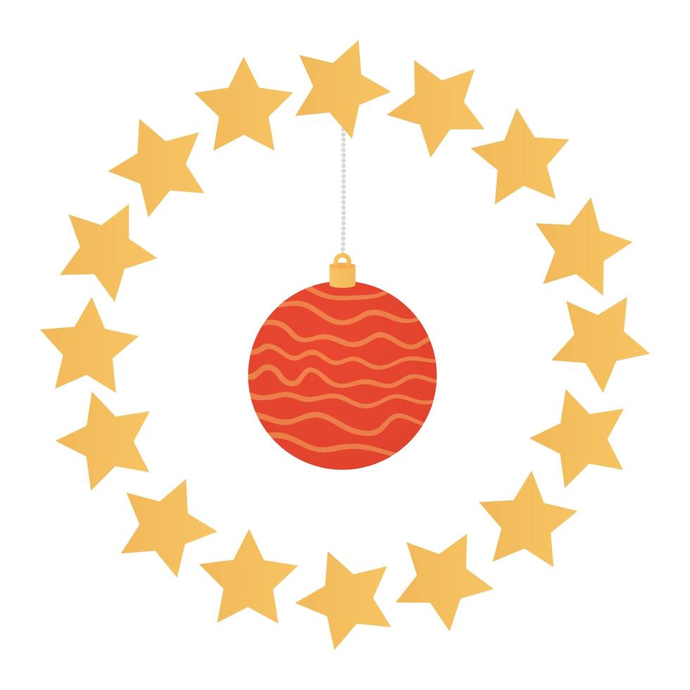 ball christmas hanging in frame circular vector