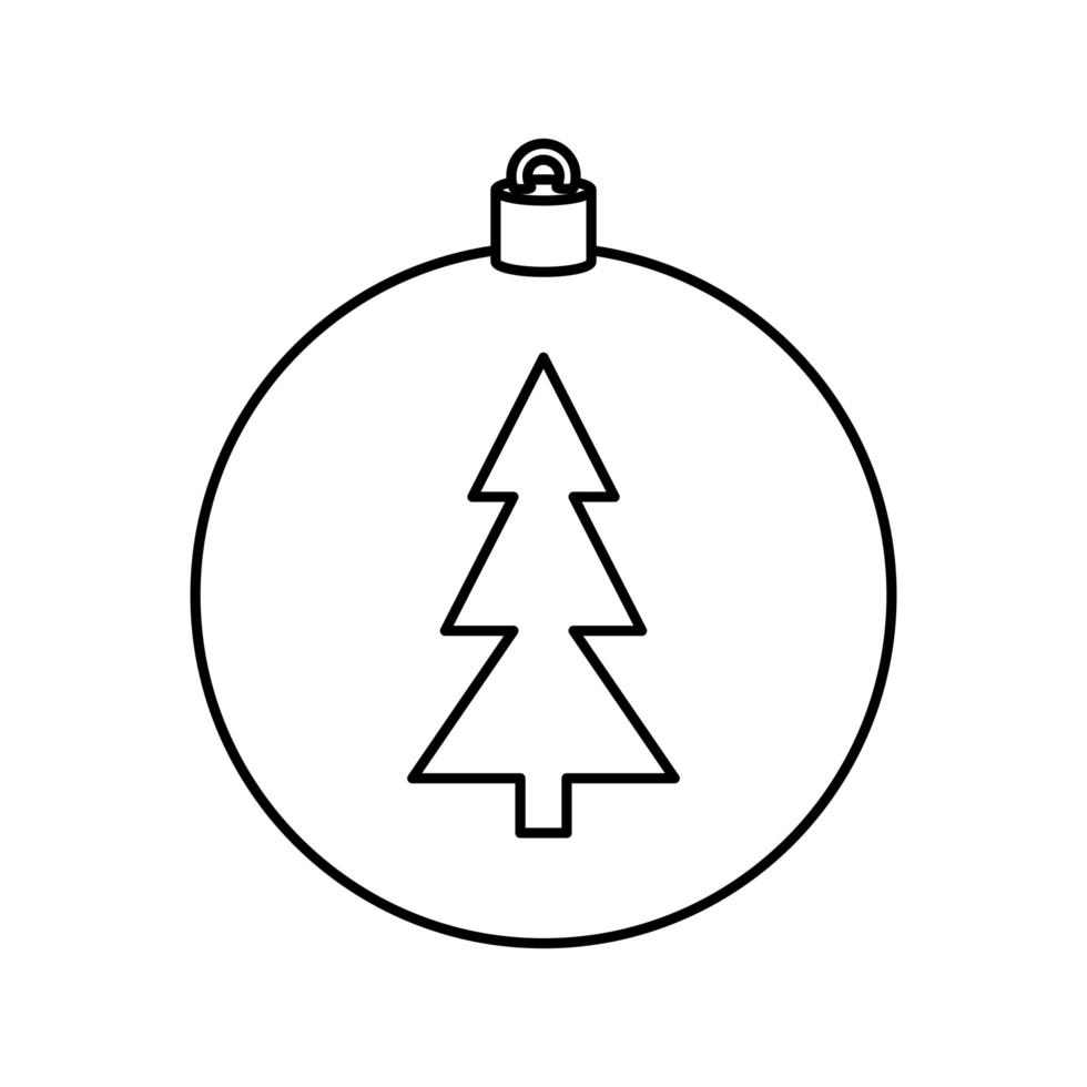 ball with pine tree of christmas line style icon vector