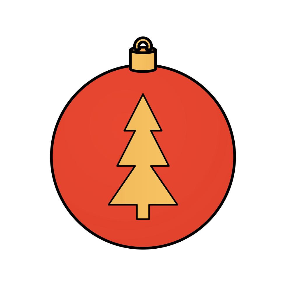 Bola con pino de navidad icono aislado vector