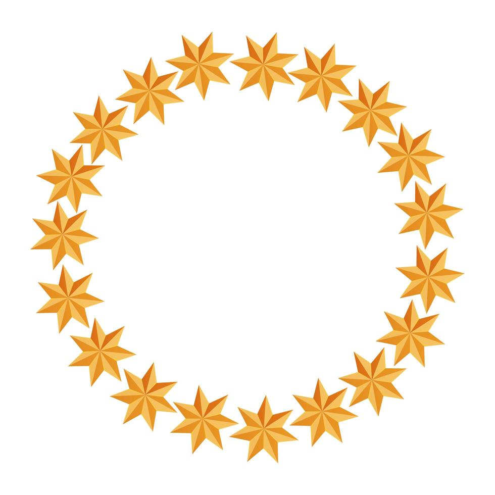 frame circular of stars decoration christmas isolated icon vector