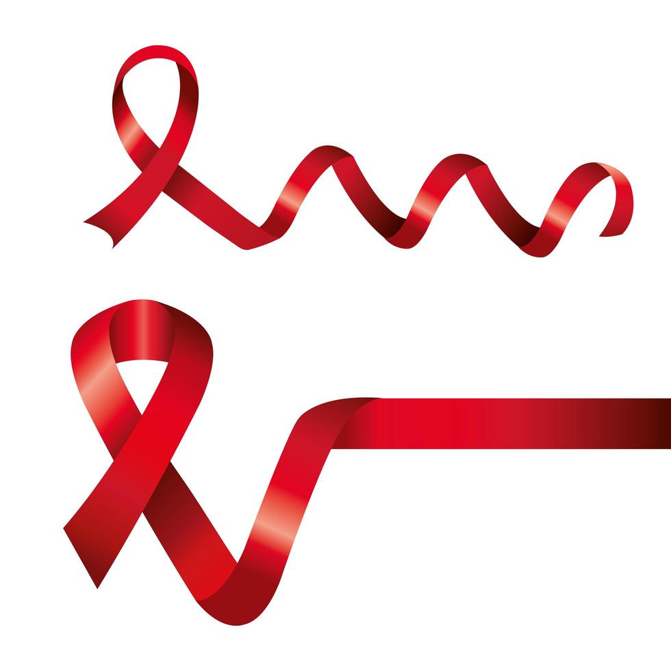 set of aids day awareness ribbons isolated icon vector