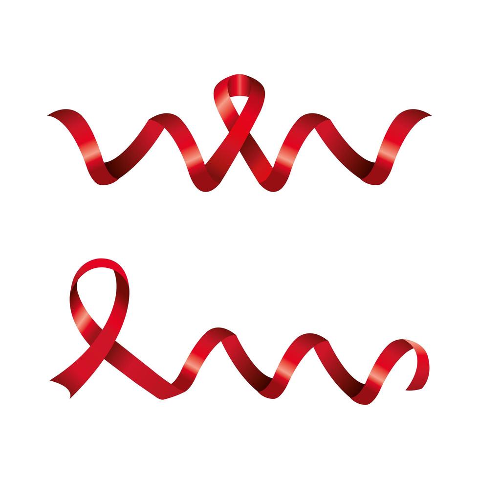 set of aids day awareness ribbons isolated icon vector