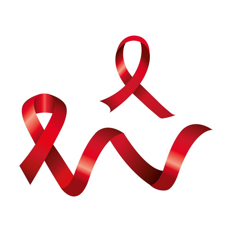 set of aids day awareness ribbons isolated icon vector
