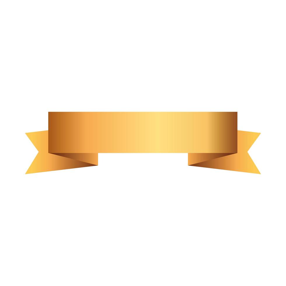 ribbon golden decoration isolated icon vector