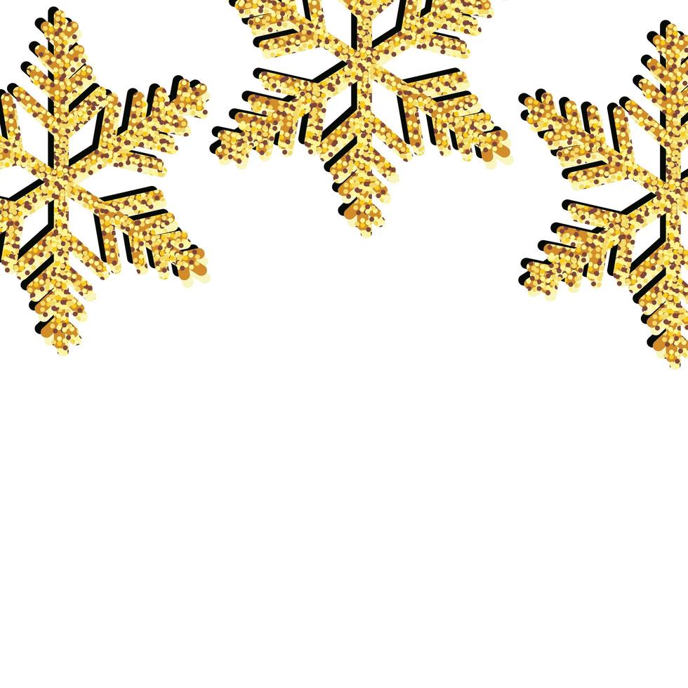 set of snowflake golden christmas isolated icon vector