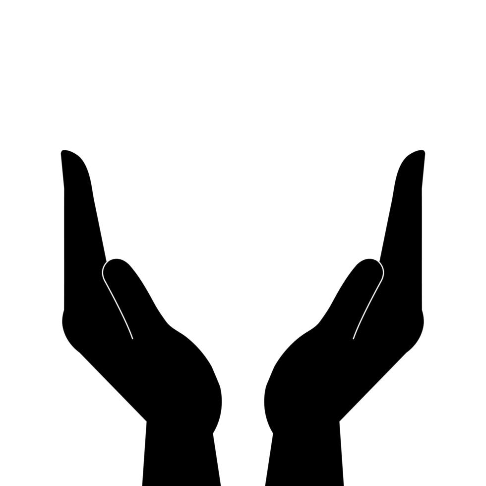 silhouette of hands receiving human isolated icon vector