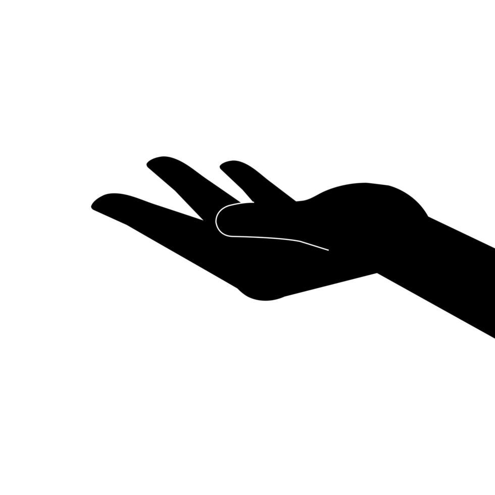 silhouette of hand receiving human isolated icon vector