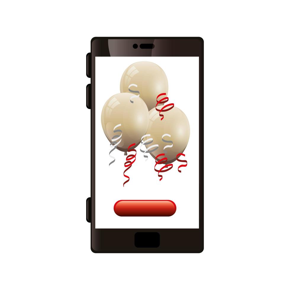 smartphone device with balloons helium vector