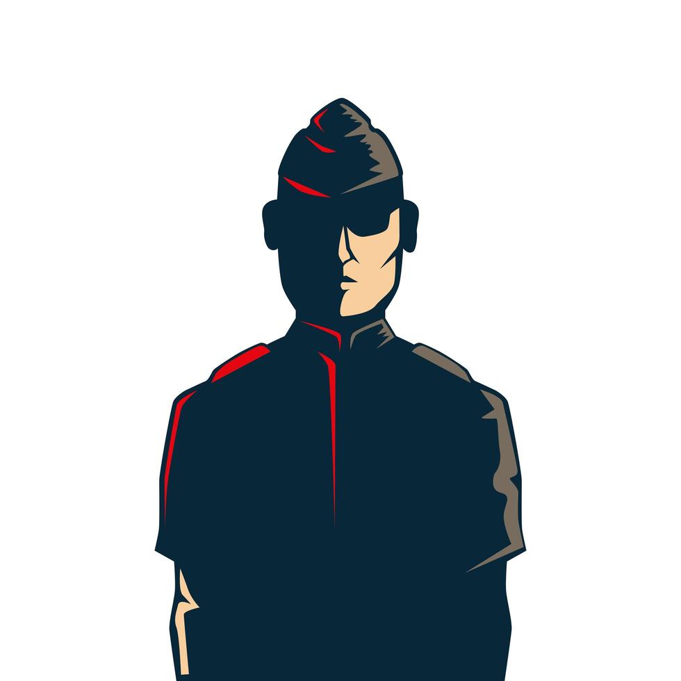 hombre soldado americano avatar personaje vector