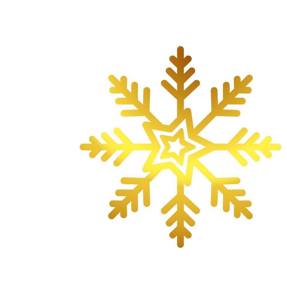 copo de nieve dorado navidad icono aislado vector